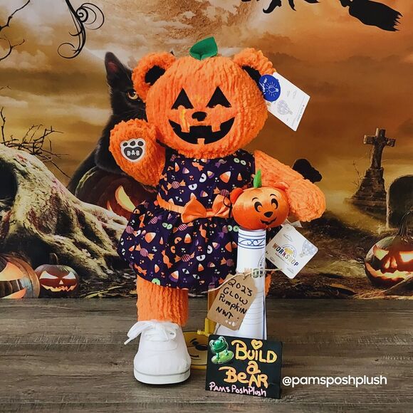 Build A Bear Pumpkin Glow Plush Jack O'Lantern Halloween 2023 Dress Clothes GIRL - Picture 16 of 16